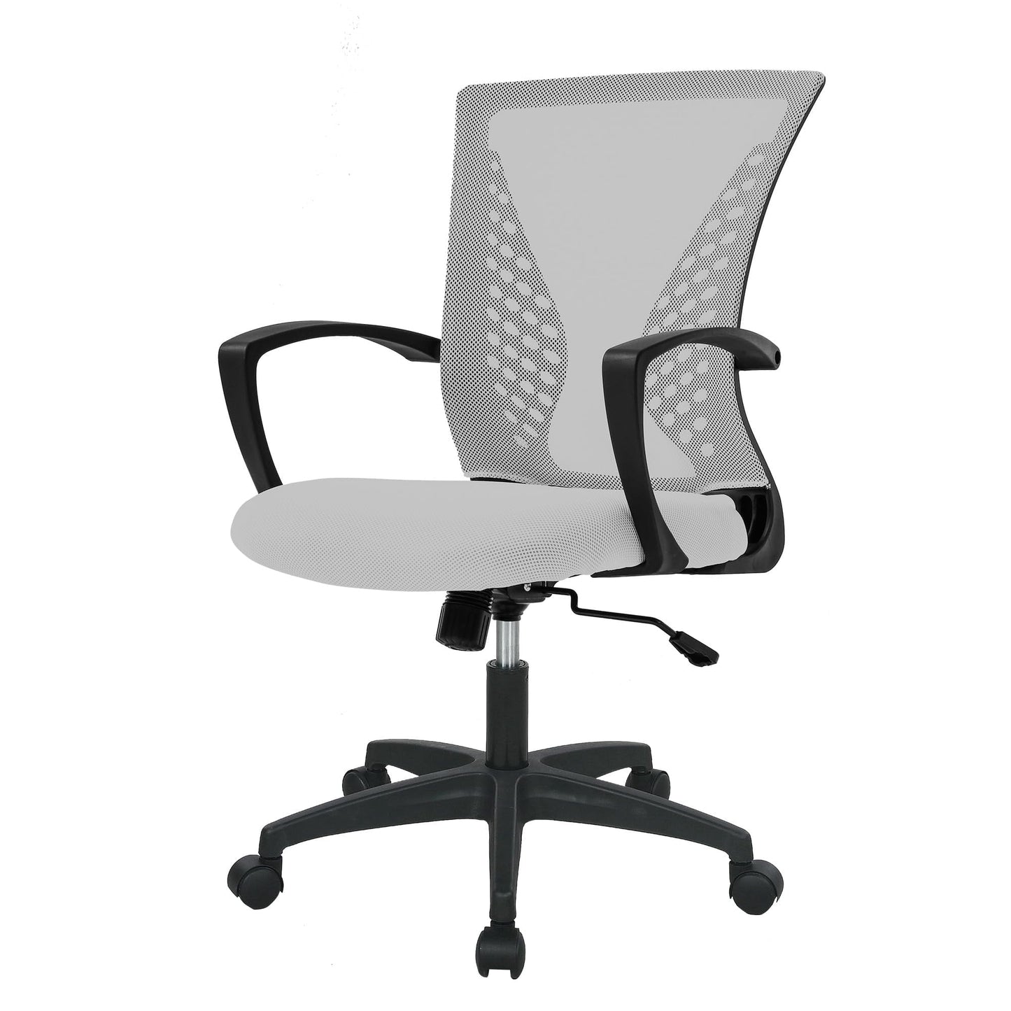 Ergonomic Office Chair Featuring Lumbar Support, Adjustable Height, and Swivel Casters in Grey, Single Unit