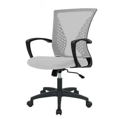 Ergonomic Office Chair Featuring Lumbar Support, Adjustable Height, and Swivel Casters in Grey, Single Unit