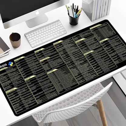Python Coding Reference Mouse Pad - Large Non-Slip Stitched Edge Desk Mat for Programmers - Ideal for Gaming and Office Use
