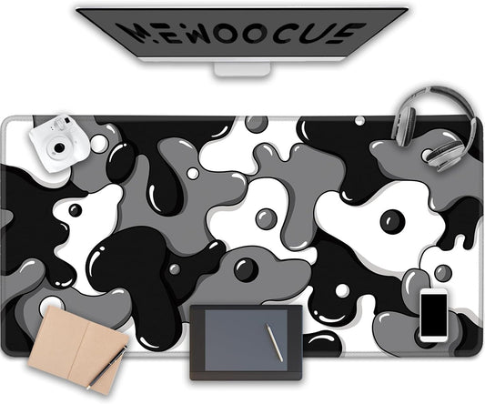 Large Waterproof Non-Slip Gaming Mouse Pad with Black Spotted Dog Design (47.2" x 23.6", 3mm Thickness)