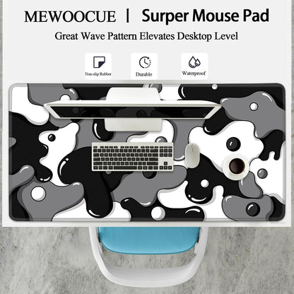Large Waterproof Non-Slip Gaming Mouse Pad with Black Spotted Dog Design (47.2" x 23.6", 3mm Thickness)