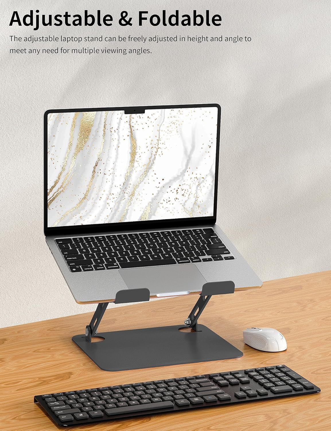 Laptop Stand for Desk, Portable Adjustable Laptop Riser, Ergonomic Design Computer Holder, Metal Laptop Mount Elevator Compatible with 10 to 15.6 Inches PC Computer, Black