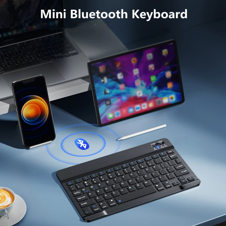 Rechargeable Mini Bluetooth Wireless Keyboard and Mouse Set for Phones and Tablets  Compatible with Android, iOS, Windows XP, and Laptops