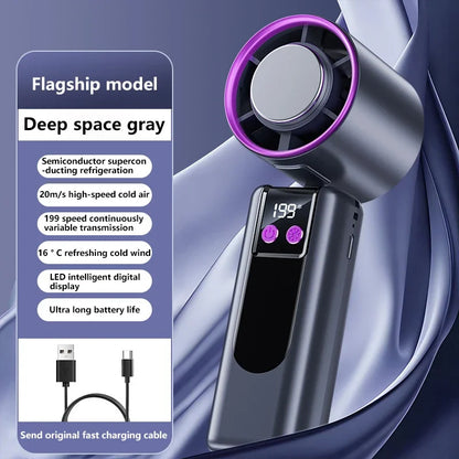 High-Speed Portable Cooling Fan with USB Charging and Digital Display