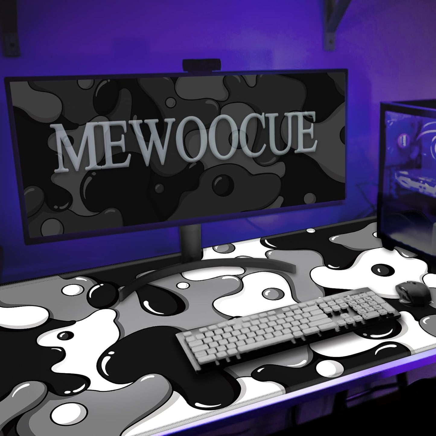 Large Waterproof Non-Slip Gaming Mouse Pad with Black Spotted Dog Design (47.2" x 23.6", 3mm Thickness)