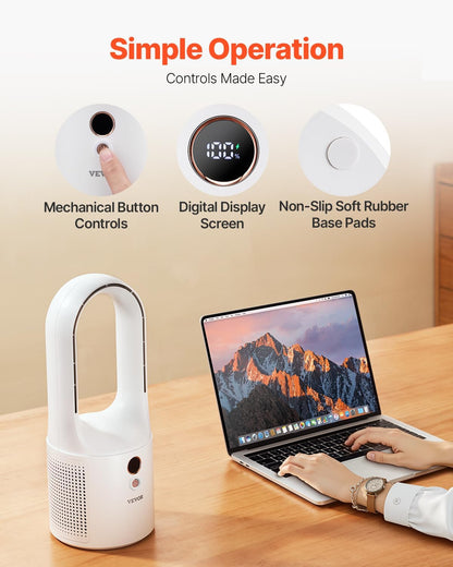 Desk Fan Bladeless, 12.99 Inch Portable Desk Fan, 6-Speed USB Quiet Cooling Smal