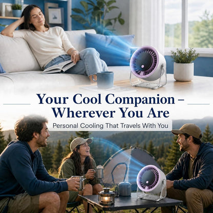 Portable Desk Fan for Bedroom, 199 Speeds Rechargeable USB Table Fan with 4000Mah Battery, 360° Rotation, LED Display, Quiet Wall-Mountable Personal Cooling Fan for Home Office (Purple)