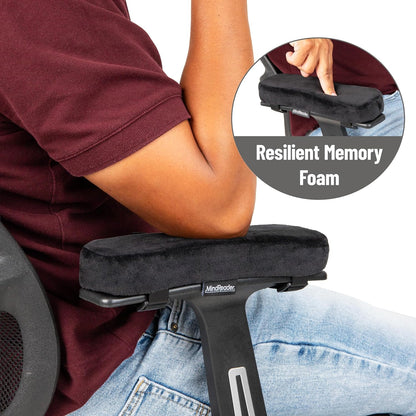 Air-Cloud Memory Foam Armrest Cushions for Office and Gaming Chairs, Elbow Support with Removable Washable Cover, Black