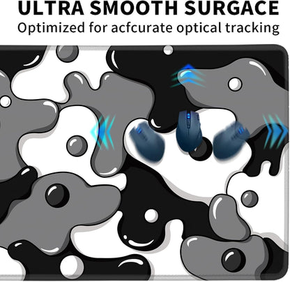 Large Waterproof Non-Slip Gaming Mouse Pad with Black Spotted Dog Design (47.2" x 23.6", 3mm Thickness)
