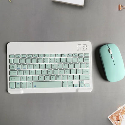 Wireless Bluetooth Keyboard and Mouse Set with Rechargeable Functionality for Laptops and Tablets - Compatible with iPad, Samsung, iOS, Android, and Windows - Available in Green, White, Black, and Pink (Model L1)