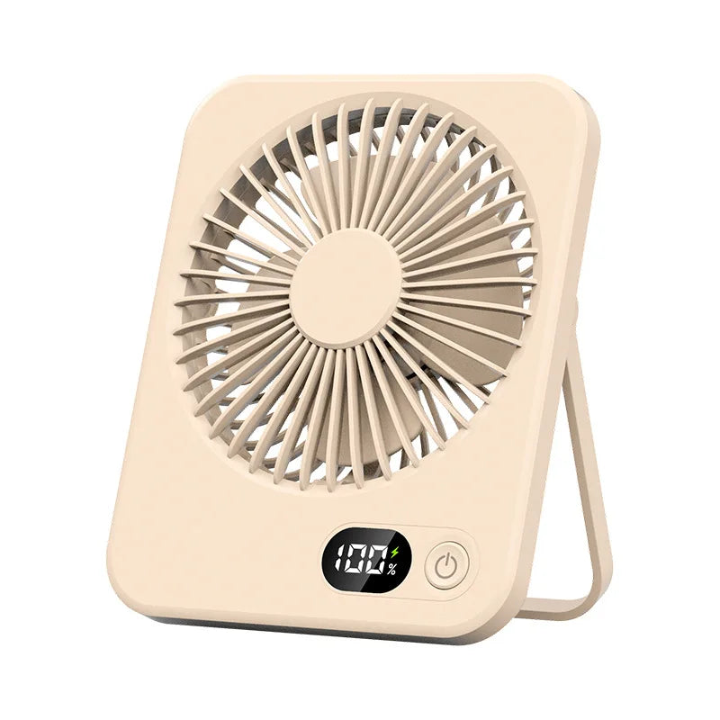 USB Rechargeable Portable Desk Fan with 180° Tilt, Folding Design, Power Display, 5 Speed Settings, and Ultra Quiet Operation