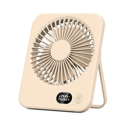 USB Rechargeable Portable Desk Fan with 180° Tilt, Folding Design, Power Display, 5 Speed Settings, and Ultra Quiet Operation