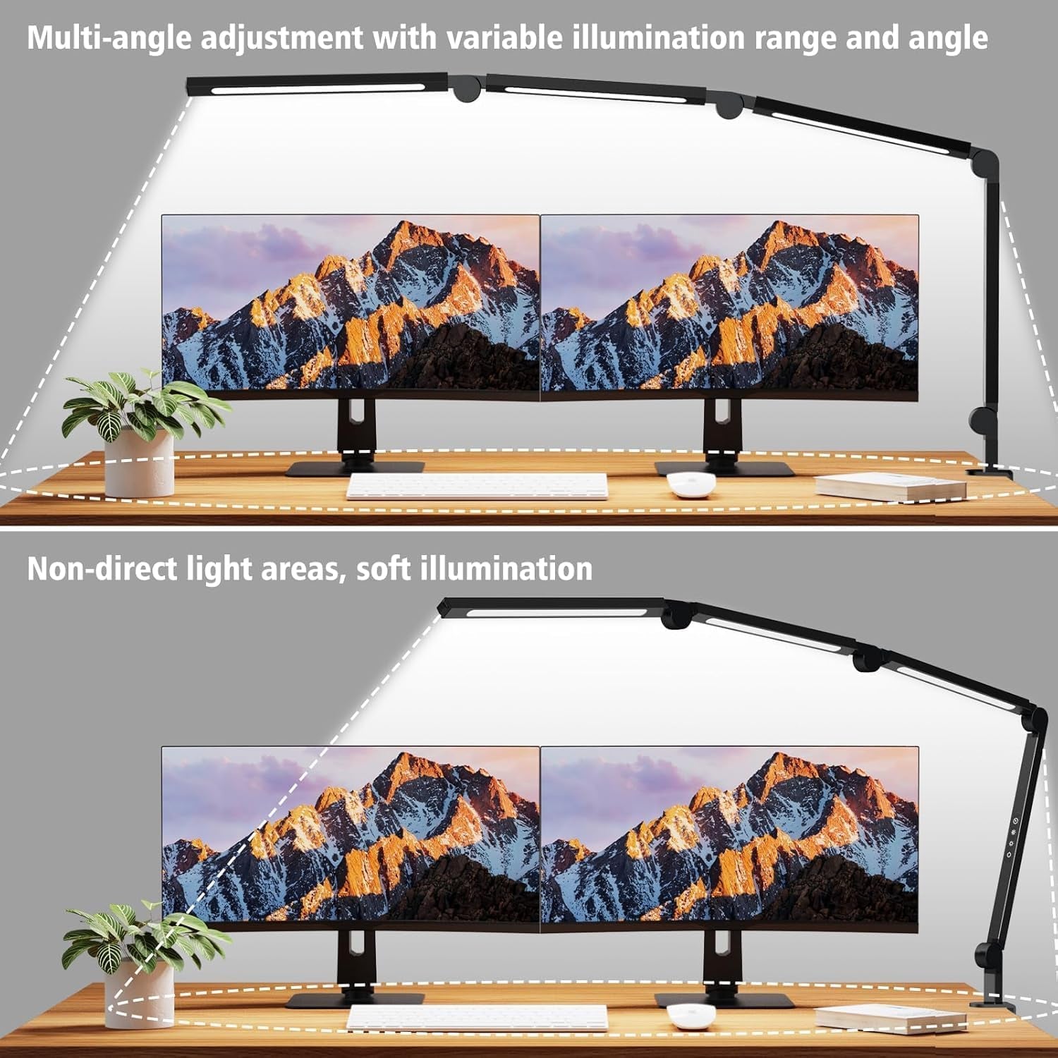 Professional LED Desk Lamp with Clamp, Eye-Caring Architect Design, Adjustable Swing Arm, Dimmable and Color Temperature Control for Office and Home Use