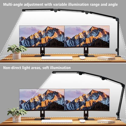 Professional LED Desk Lamp with Clamp, Eye-Caring Architect Design, Adjustable Swing Arm, Dimmable and Color Temperature Control for Office and Home Use