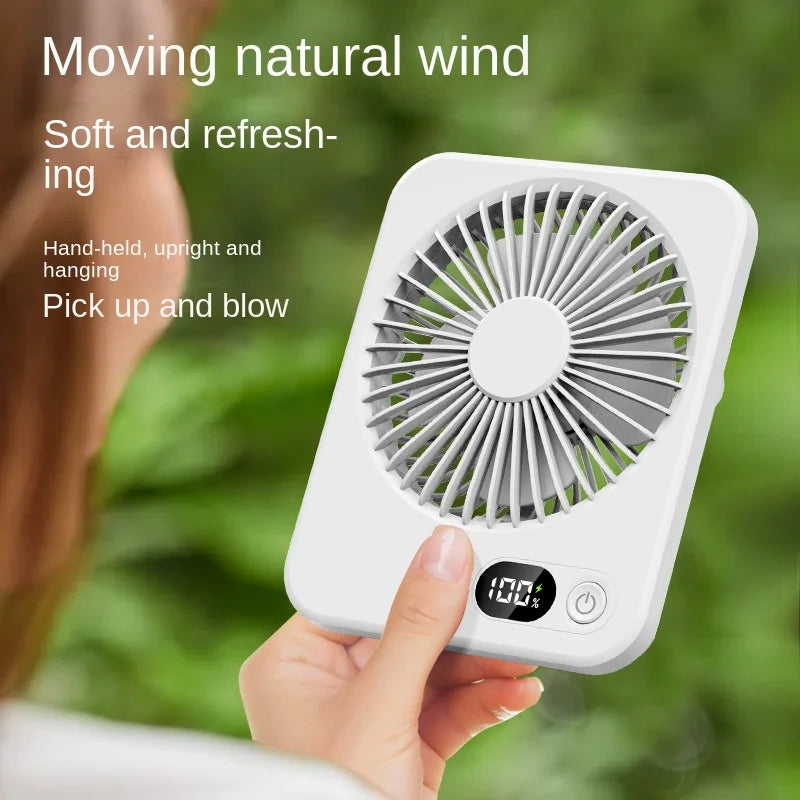 USB Rechargeable Portable Desk Fan with 180° Tilt, Folding Design, Power Display, 5 Speed Settings, and Ultra Quiet Operation