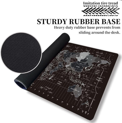 XXL Extended World Map Gaming Mouse Pad (900x400x3mm) with Stitched Edges for Home Office and Gaming Setups