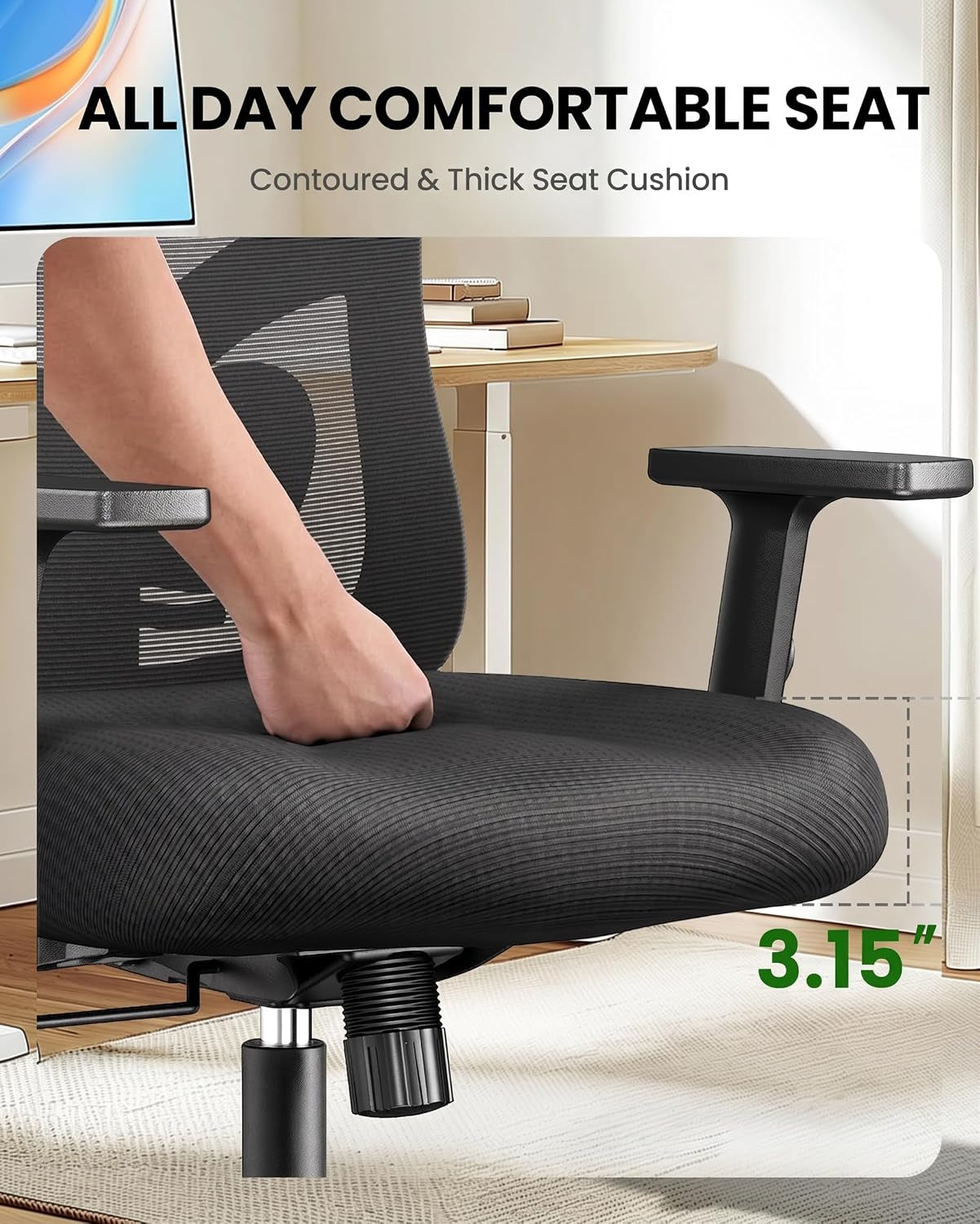Ergonomic Office and Gaming Chair Featuring Lumbar Support and Adjustable 2D Headrest