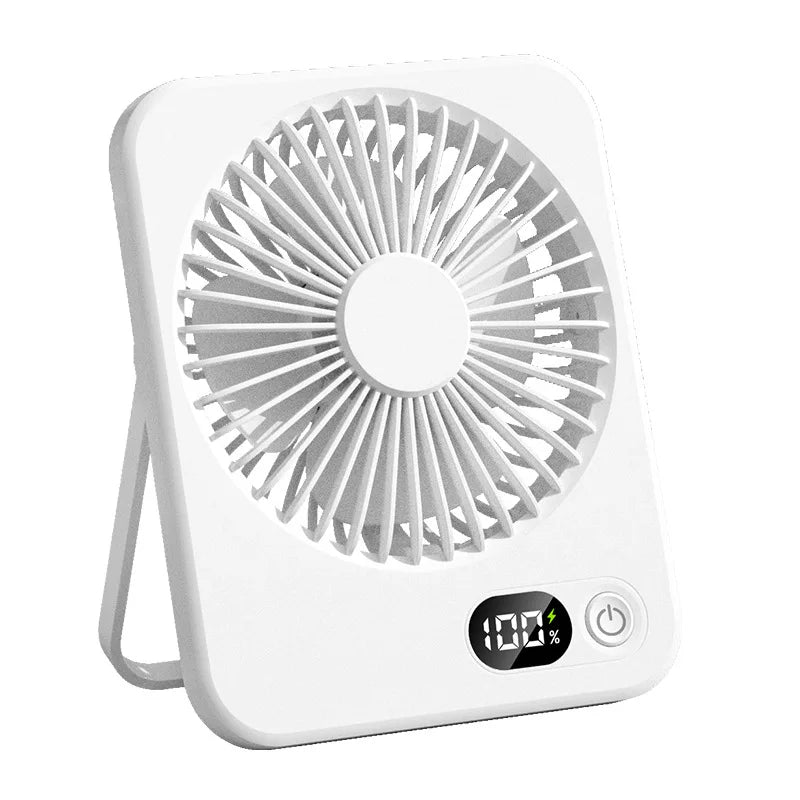 USB Rechargeable Portable Desk Fan with 180° Tilt, Folding Design, Power Display, 5 Speed Settings, and Ultra Quiet Operation