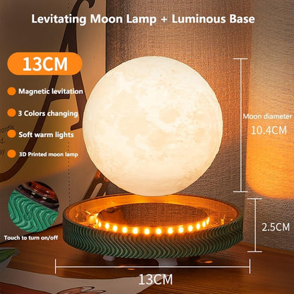 Levitating Saturn Lamp with Transparent Base and 360° Rotation - Three Color Modes for Home and Office Use