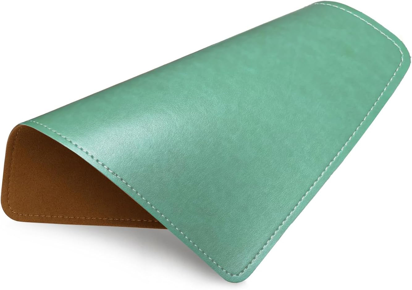 Round Leather Mouse Pad with Stitched Edge and Non-Slip Waterproof Microfiber Base, 9 x 9 Inches (Charcoal Black)