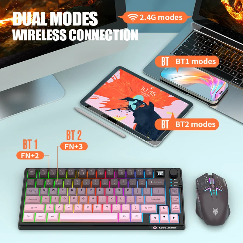 K920 Bluetooth Wireless Keyboard and Mouse Combo - Dual Mode USB Rechargeable for Laptop, Home Office, and Gaming