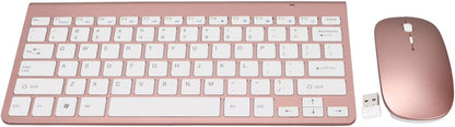 Keyboard Mouse Set 2.4G USB Thin Ergonomic Mute for Computer (Rose Gold)