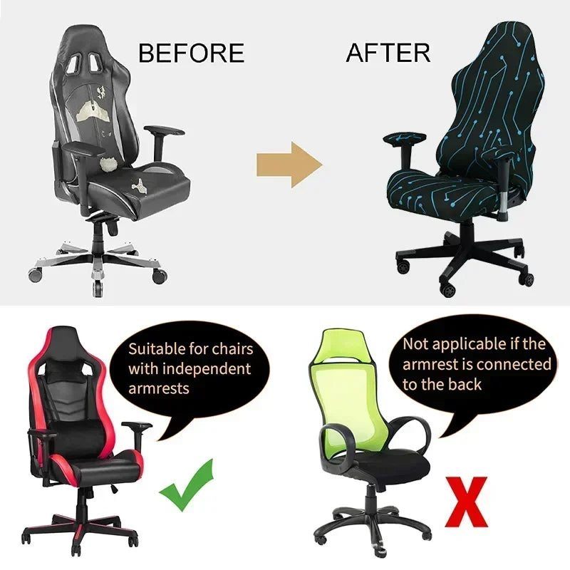 Universal Stretch Armchair Slipcovers for Office and Gaming Chairs - Soft Protective Covers for Rotating Lift Seats