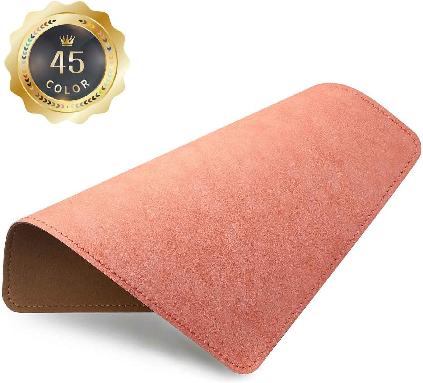Round Leather Mouse Pad with Stitched Edge and Non-Slip Waterproof Microfiber Base, 9 x 9 Inches (Charcoal Black)
