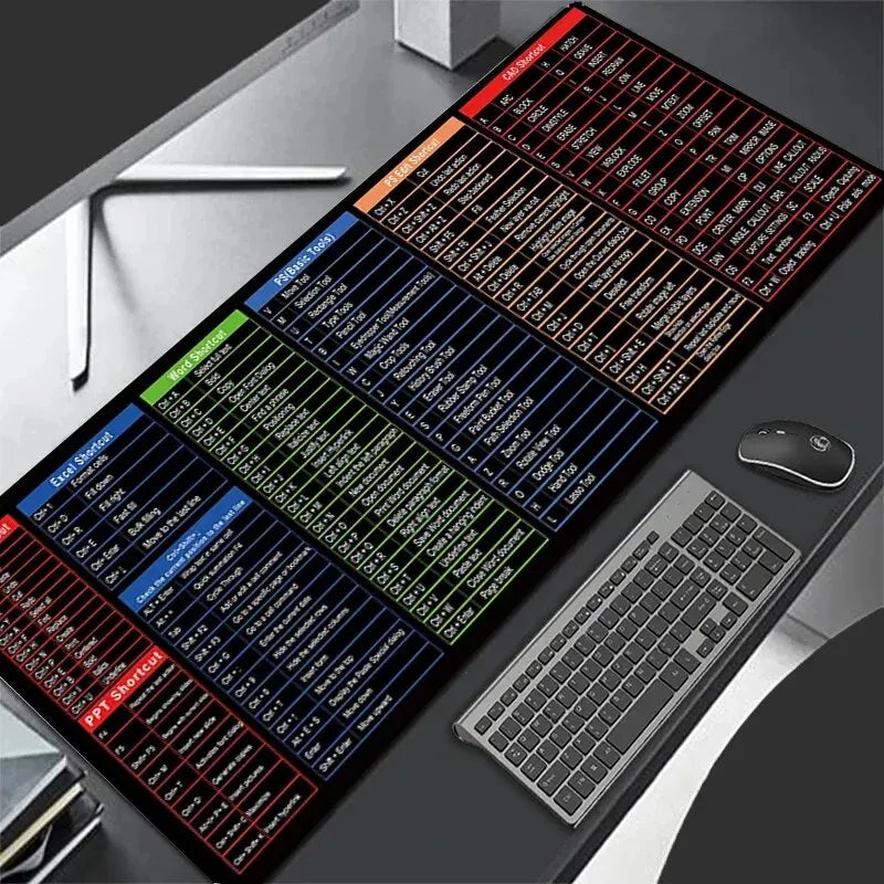 Executive Mouse Pad for Office Applications with Windows Shortcuts - Oversized Desk Mat Featuring Excel, Word, and PowerPoint Shortcuts