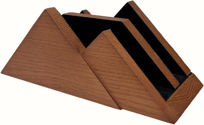 Dual Laptop Holder Vertical Stand 2 Slots Wooden - Light Brown (Oak Color) - Vertical Holder for Desk, Macbook Pro & Air, Desktop Organizer Made of Natural Wood, Adjustable Stand for Notebooks