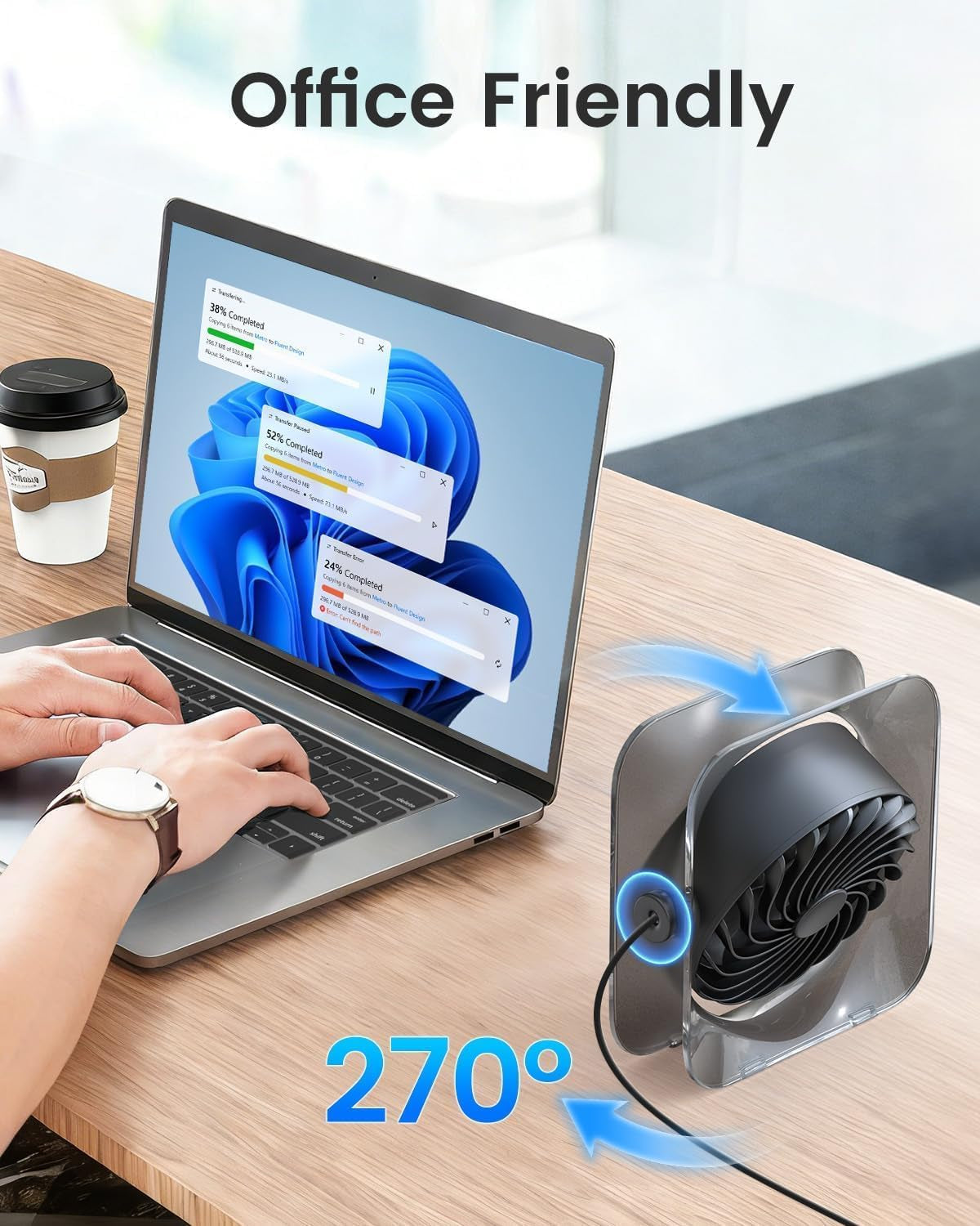 USB Small Desk Fan, Fan for Slumber Pod Long Cable 5Ft, Turbo Powerful Airflow, 3 Speeds Portable Mini Desk Travel USB Fan for Sleeping Cruise Ship Dorm Bedroom Office Airplanes (No Battery)
