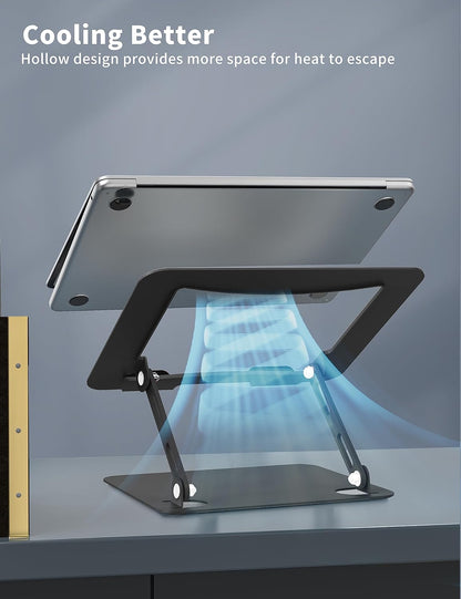 Laptop Stand for Desk, Portable Adjustable Laptop Riser, Ergonomic Design Computer Holder, Metal Laptop Mount Elevator Compatible with 10 to 15.6 Inches PC Computer, Black