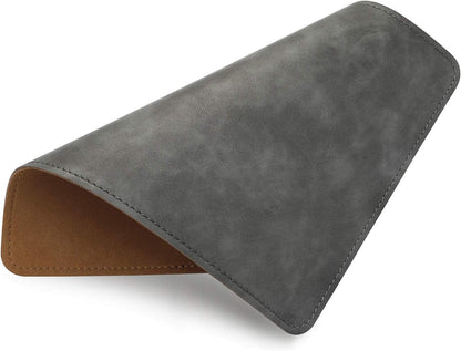 Round Leather Mouse Pad with Stitched Edge and Non-Slip Waterproof Microfiber Base, 9 x 9 Inches (Charcoal Black)