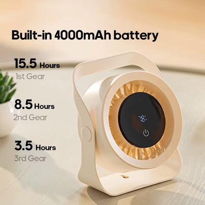 4000mAh Rechargeable Wall Fan - 100 Speed Adjustable Portable Desk Fan with Remote Control for Outdoor Cooling