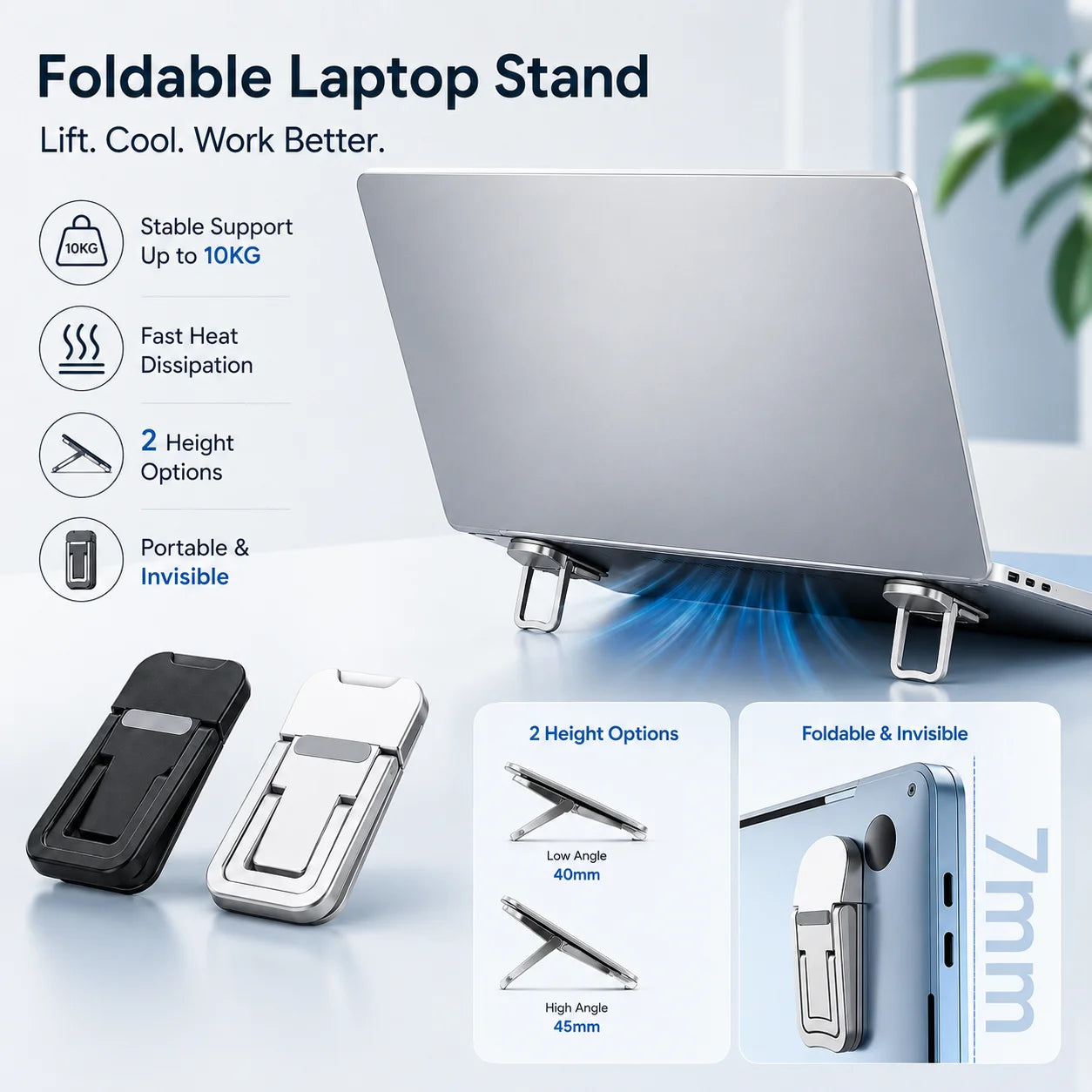 Laptop Stand Set - Aluminum Portable Riser for Computer and Notebook Keyboards (2 Pieces)