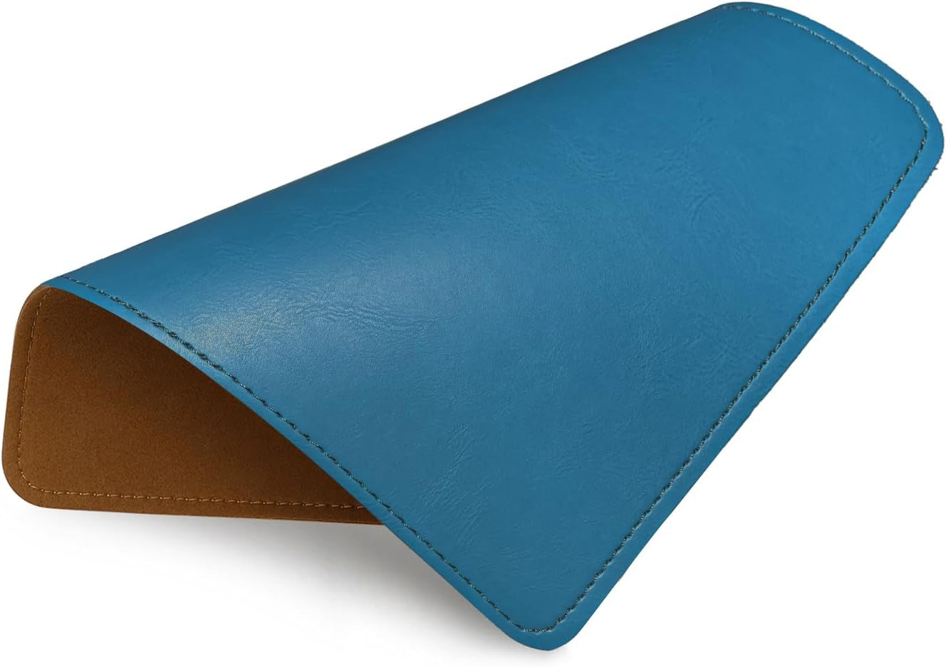 Round Leather Mouse Pad with Stitched Edge and Non-Slip Waterproof Microfiber Base, 9 x 9 Inches (Charcoal Black)