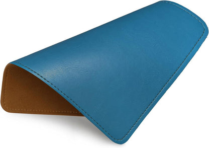 Round Leather Mouse Pad with Stitched Edge and Non-Slip Waterproof Microfiber Base, 9 x 9 Inches (Charcoal Black)