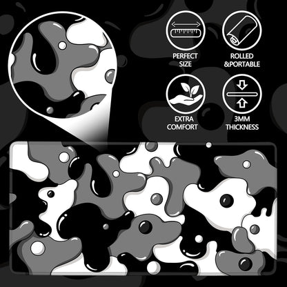 Large Waterproof Non-Slip Gaming Mouse Pad with Black Spotted Dog Design (47.2" x 23.6", 3mm Thickness)