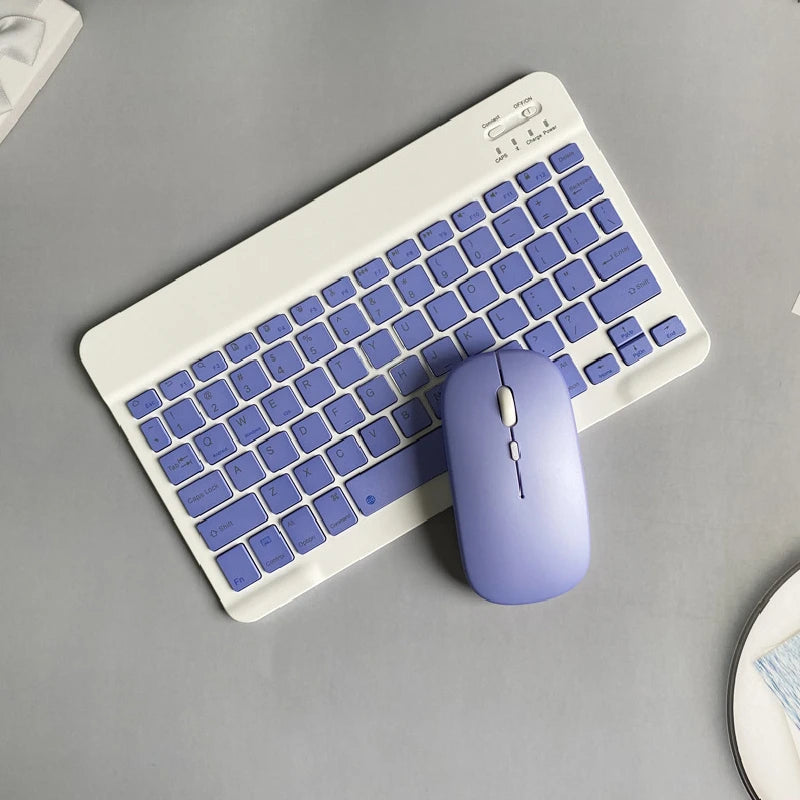 Wireless Bluetooth Keyboard and Mouse Set with Rechargeable Functionality for Laptops and Tablets - Compatible with iPad, Samsung, iOS, Android, and Windows - Available in Green, White, Black, and Pink (Model L1)
