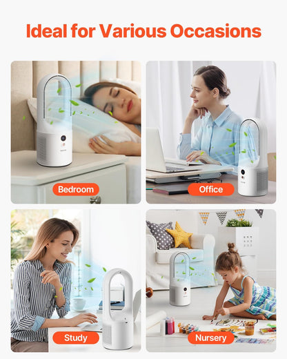 Desk Fan Bladeless, 12.99 Inch Portable Desk Fan, 6-Speed USB Quiet Cooling Smal