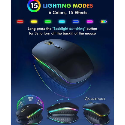 Rechargeable 2.4G Wireless Keyboard and Mouse Combo with RGB Backlighting - Full-Size Ergonomic Type-C Design