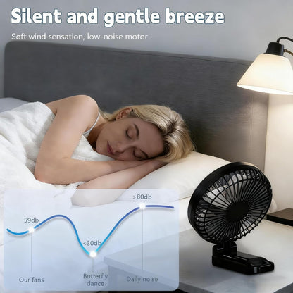 Large Portable Handheld Desk Fan, 6 Inch Blades for Travel | 180° Foldable, 5 Speeds, LED Display, Battery Rechargeable USB, up to 8.5H Working Time,Indoor,Ourdoor,Camping