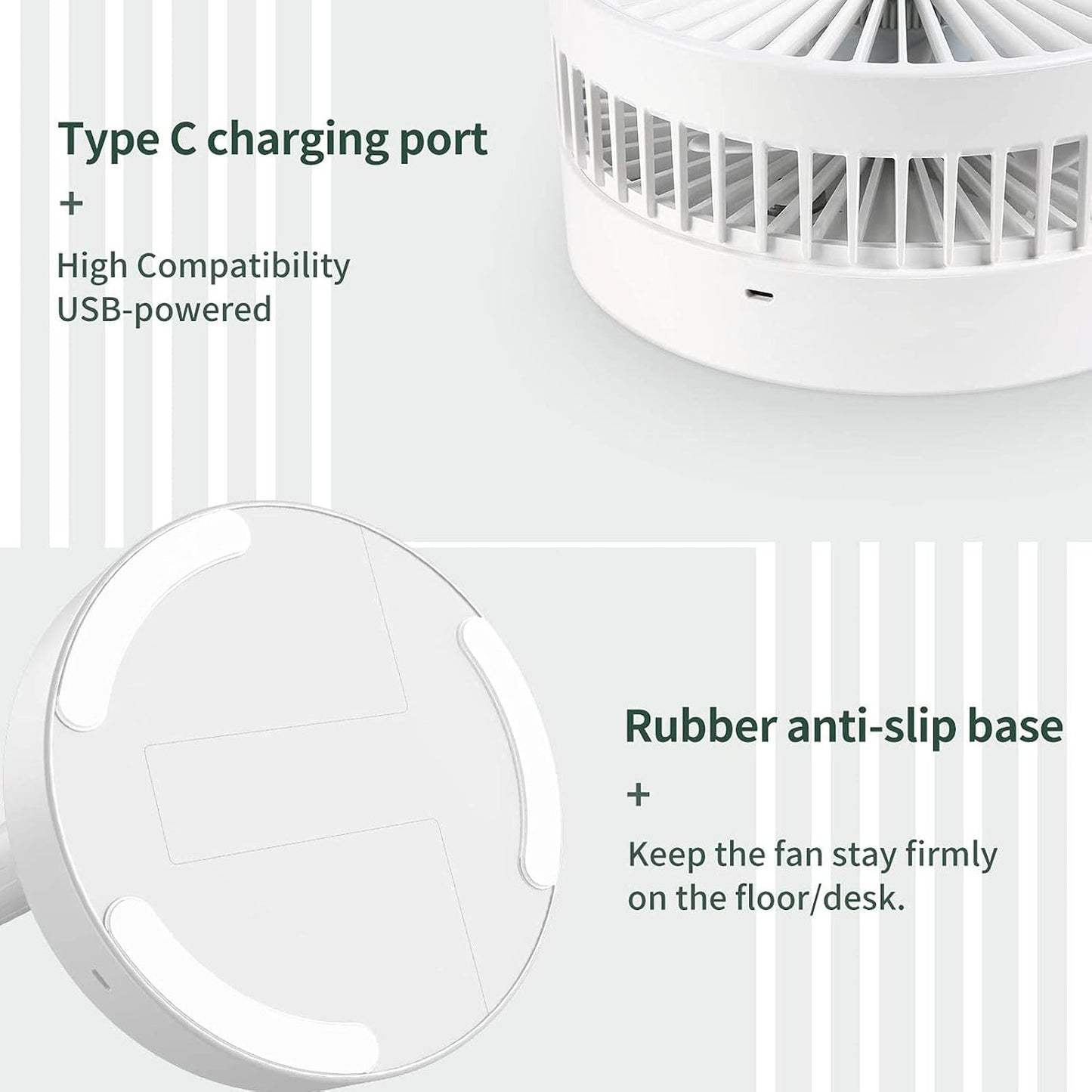Portable Desk Fan,Foldable Fan Pedestal Stand Floor Fan with Remote Controller Adjustable Height from 14.2'' to 39'', 4 Speeds, 7200Mah Rechargeable Telescopic USB Charging