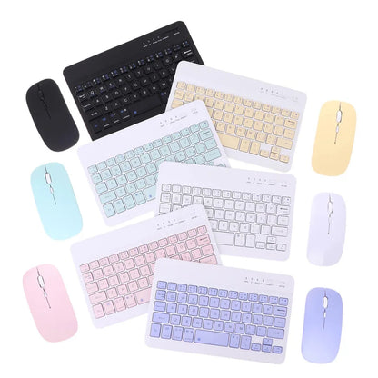 Wireless Bluetooth Keyboard and Mouse Set with Rechargeable Functionality for Laptops and Tablets - Compatible with iPad, Samsung, iOS, Android, and Windows - Available in Green, White, Black, and Pink (Model L1)