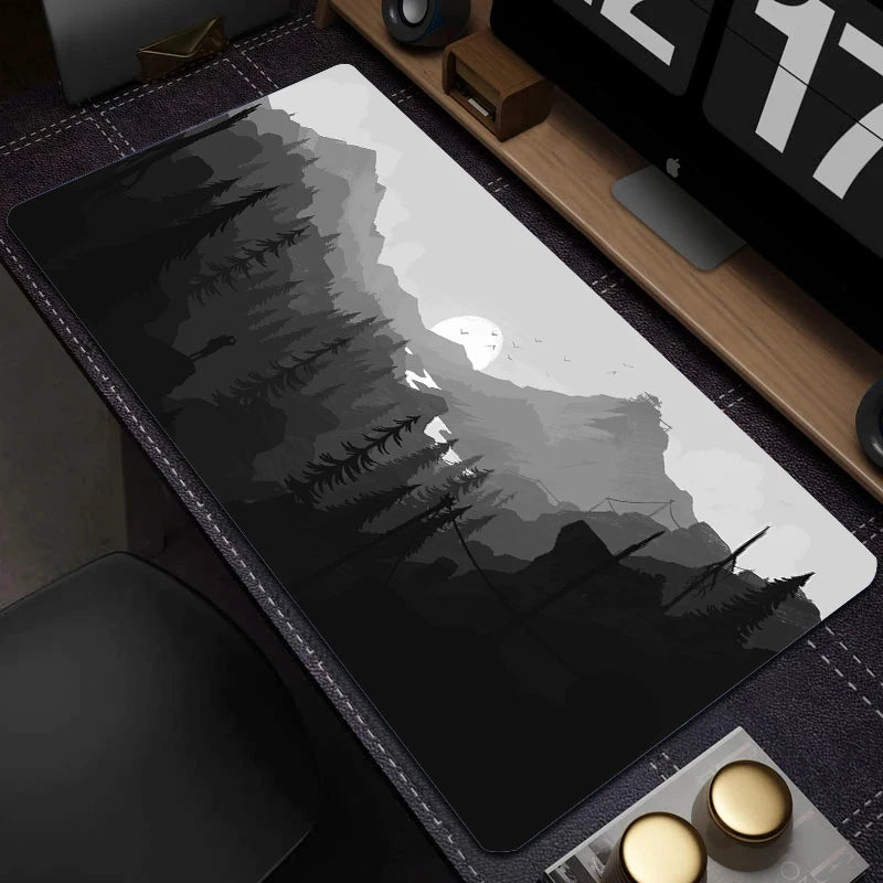 Extended Black Mountain Sunset Mouse Pad - Non-Slip Office Computer Mat