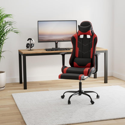 Ergonomic Red Gaming Chair with Recline Function, Lumbar Support, Headrest Pillow, and Adjustable Footrests - 360-Degree Swivel and Heavy-Duty Wheels for Home and Office Use