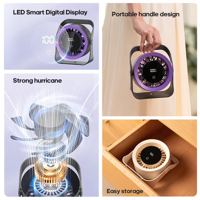 4000mAh Rechargeable Wall Fan - 100 Speed Adjustable Portable Desk Fan with Remote Control for Outdoor Cooling
