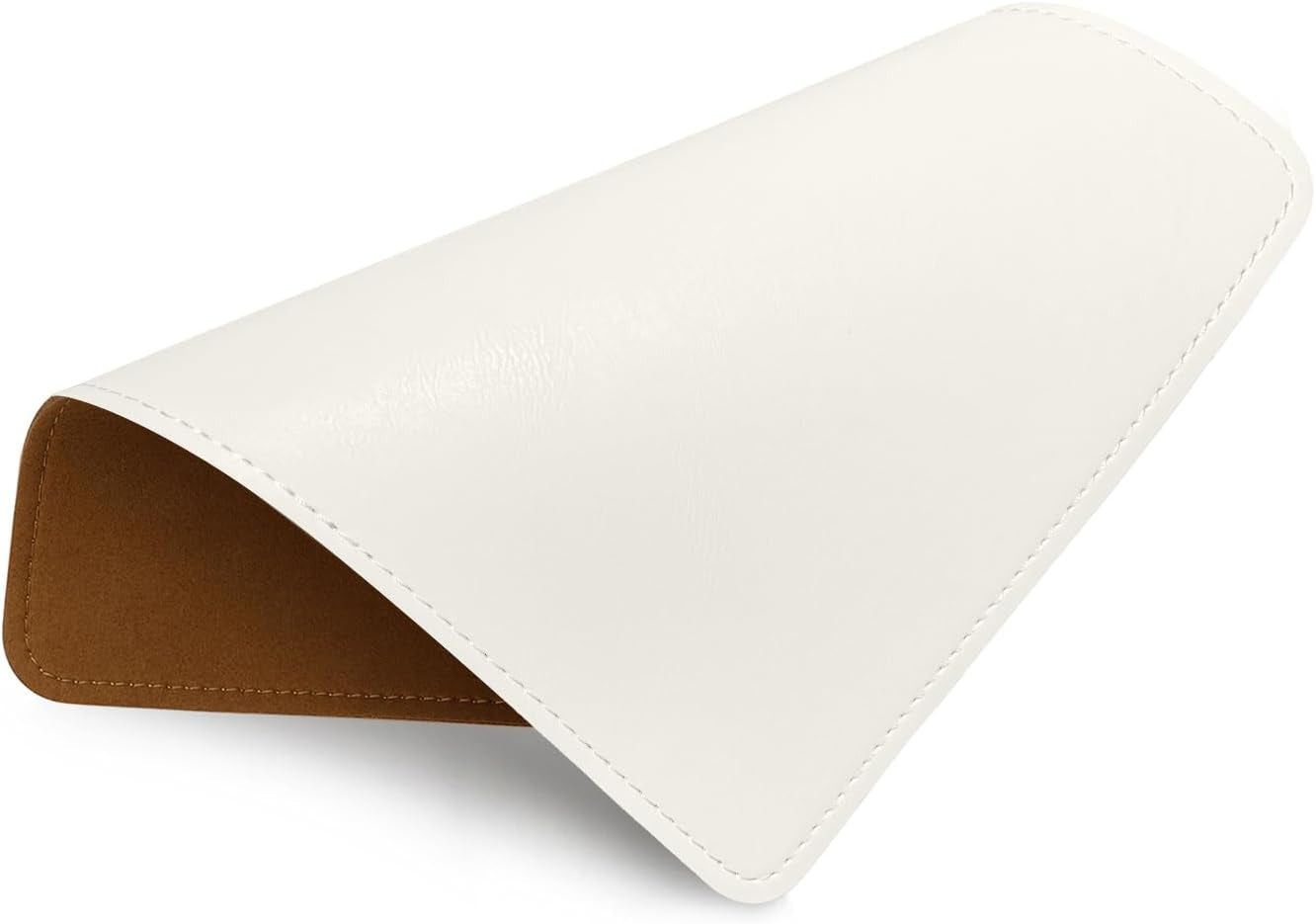 Round Leather Mouse Pad with Stitched Edge and Non-Slip Waterproof Microfiber Base, 9 x 9 Inches (Charcoal Black)