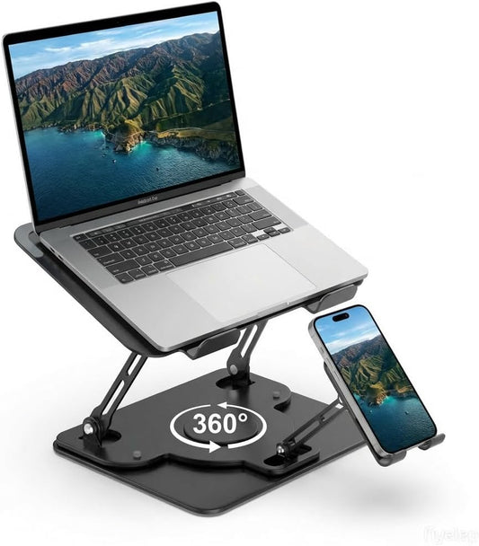 Laptop Stand for Desk,Adjustable Computer Stand with 360° Rotating Base,2-In-1 Laptop Stands with Phone Holder,Ergonomic Laptop Riser for Collaborative Work,Fits for All 10-16" Laptops