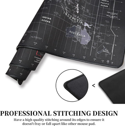 XXL Extended World Map Gaming Mouse Pad (900x400x3mm) with Stitched Edges for Home Office and Gaming Setups